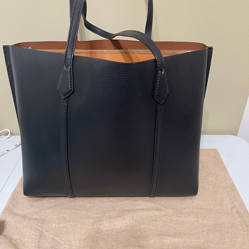 Tory Burch Perry Black Tote Bag with Red Accent - Picture 5 of 12
